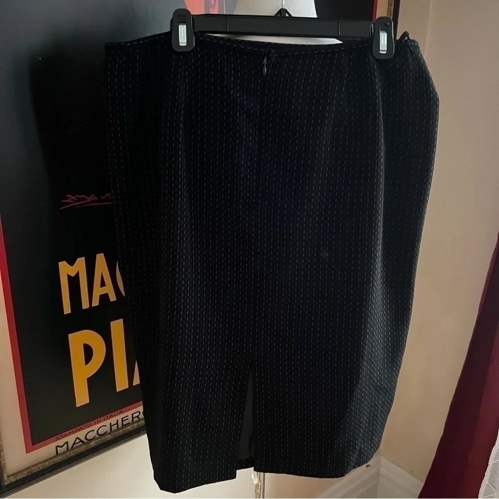 Giorgio di Sant' Angelo Vintage Black White Linear Lined Pencil Suit Skirt
